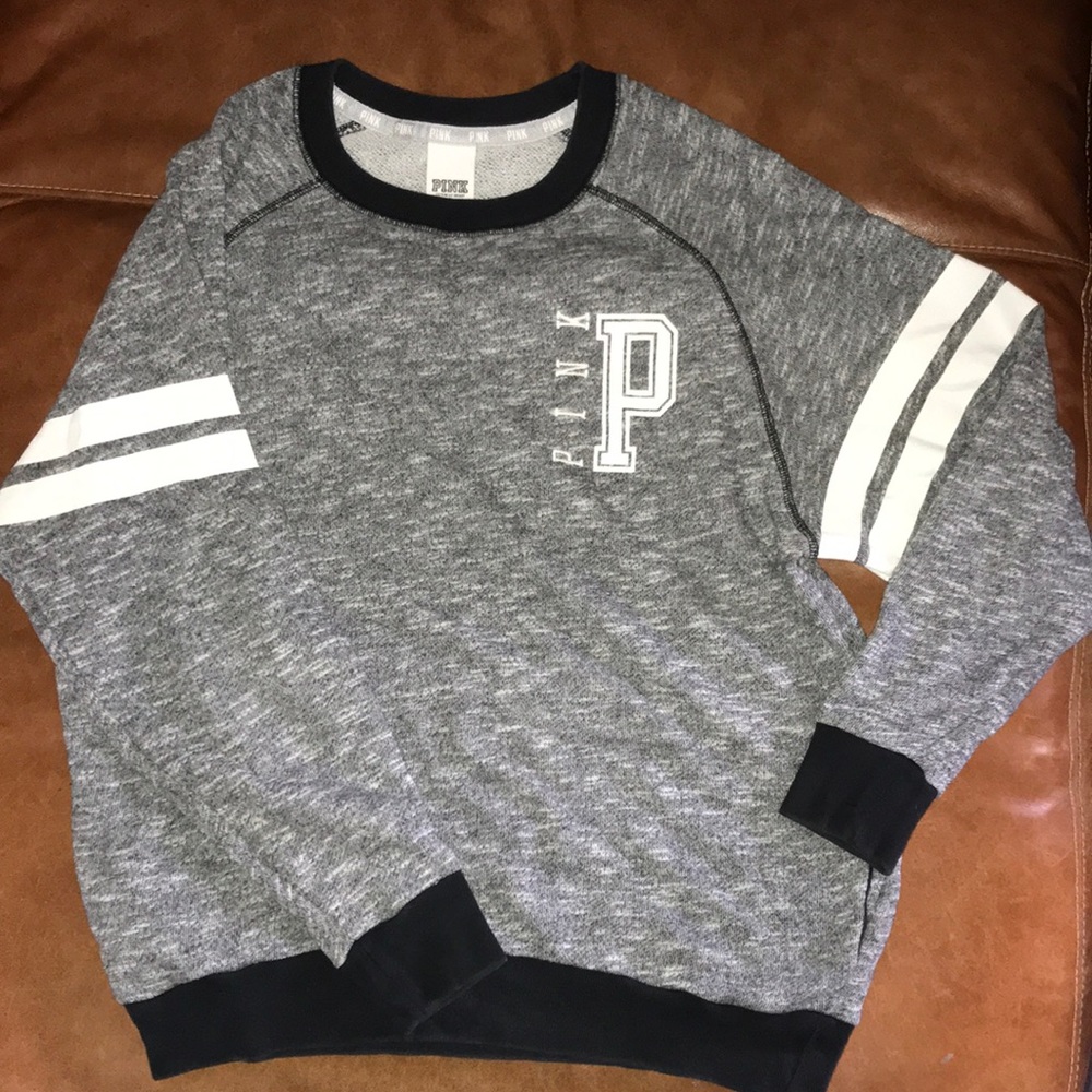 PINK gray crew neck sweater